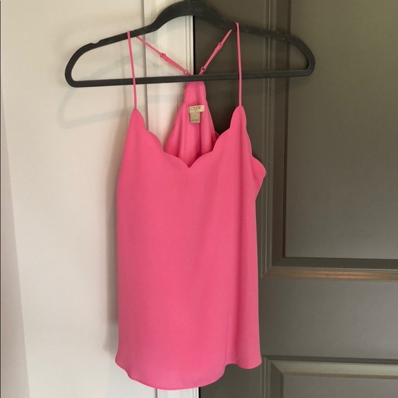 J. Crew Tops - J. Crew Scallop Neckline Pink Tank (Size 2)